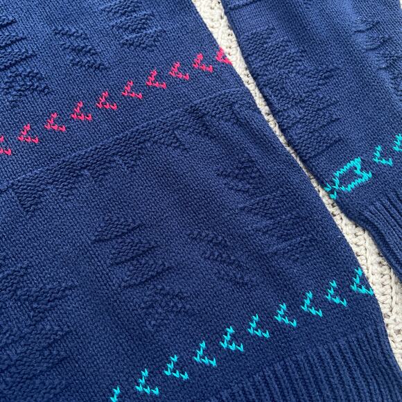 Vintage 90s Navy Blue Cotton Grandpa Sweater Woolrich - Size XL - Picture 4 of 5